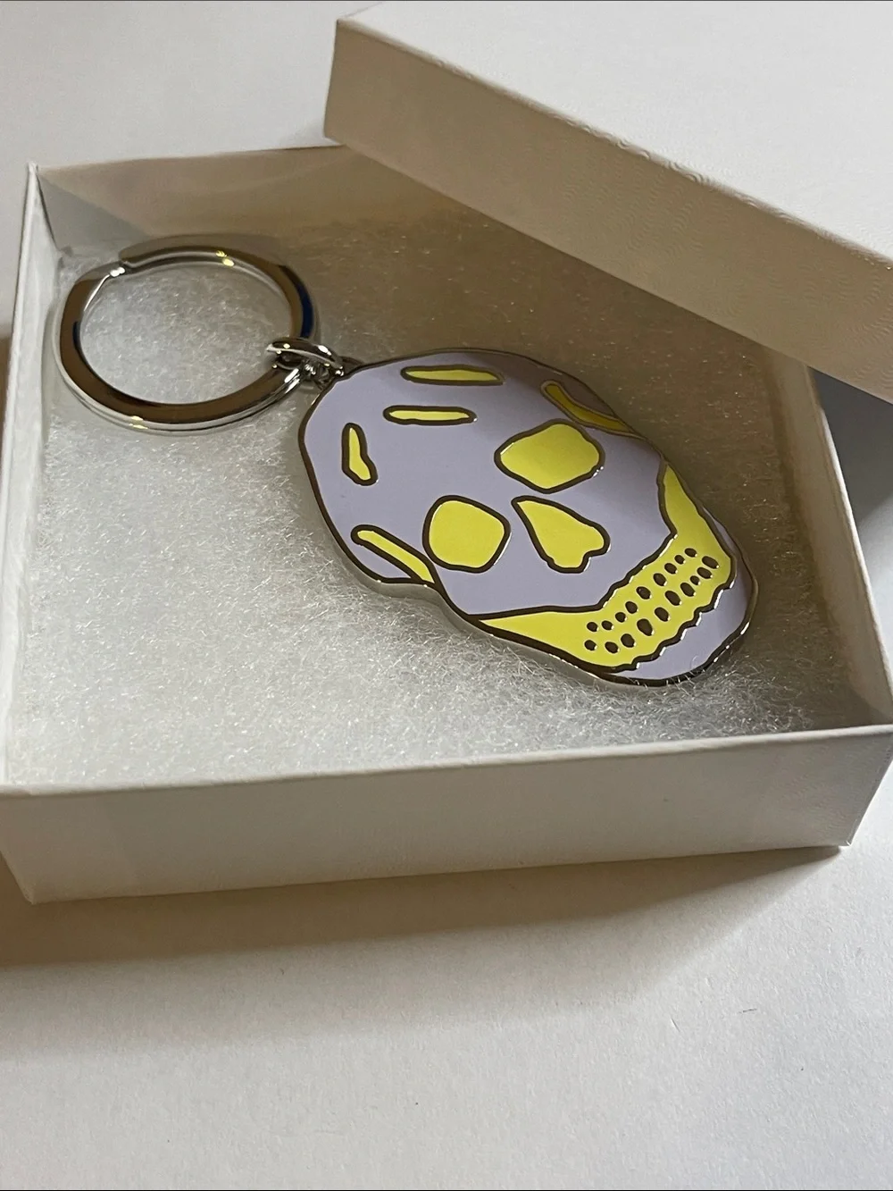 Alexander McQueen Skull Keychain Pendant in Lavender and Yellow